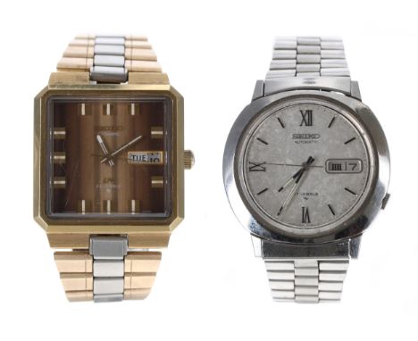 Seiko LM 'Lord Matic' two-tone gentleman's wristwatch, ref. 5606-5110, 33mm; together with a Seiko automatic stainless steel 