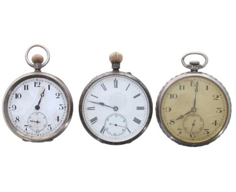 Silver lever dress pocket watch for repair; together with a D.F&amp;C silver lever engine turned pocket watch for repair and 