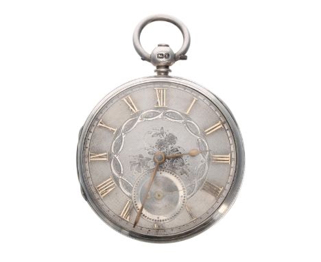 Victorian silver fusee lever pocket watch, London 1859, the movement signed T. Millet, Brighton, no. 5404, with engraved bala