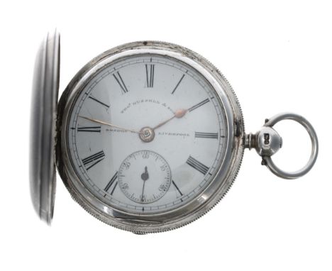 Victorian silver fusee lever hunter pocket watch, Chester 1875, signed Thomas Russell & Son, London & Liverpool, no. 3243, wi