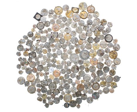 Large quantity of wristwatch movements to include Waltham, Rotary, Accurist, Cyma, Record, Vertex, Timor, Buren, J.W. Benson,