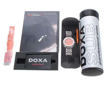 Doxa Sub 1200T Professional automatic stainless steel  gentleman's wristwatch, limited edition 04xx/1200, orange dial, helium