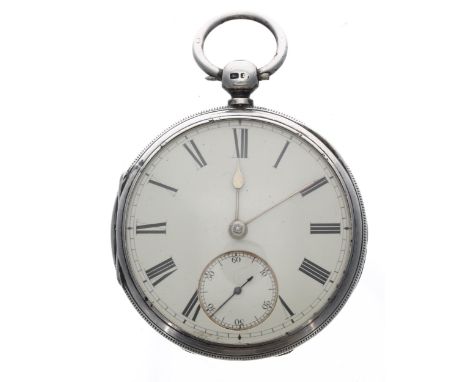 19th century silver fusee lever pocket watch, London 1874, signed Wm Potts, Leeds, no. 15251, with dust cover, Roman numeral 