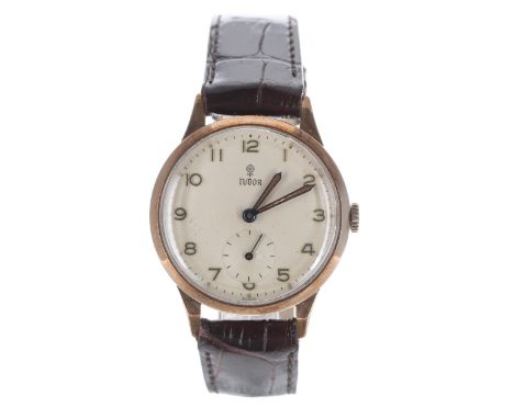 Tudor 9ct gentleman's wristwatch, Edinburgh 1957, the signed dial with applied Arabic numerals, luminous set hands and subsid