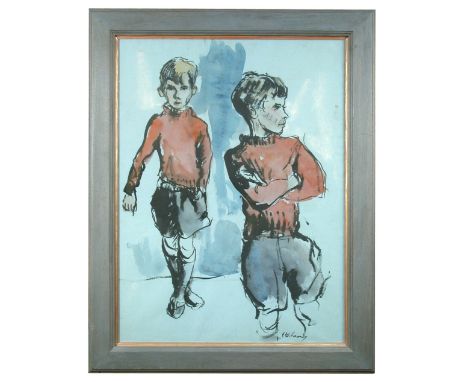 Peter Lamb (British, 20th Century) Portrait of George Archdale, when young signed lower right "P W Lamb" watercolour 56 x 42c