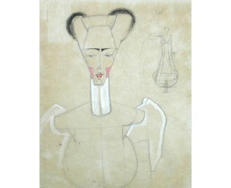§ Albert Victor Ormsby Wood (Irish, 1904-1977) Female robot, and accompanying sketchbook by Ormsby Wood of stylised figures i
