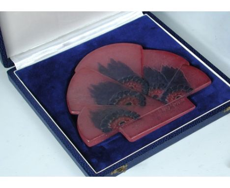 Gabriel Argy-Rousseau, a pâte de verre glass fan shaped lighting plate, decorated with flowers, signed in the mould   17½ x 1