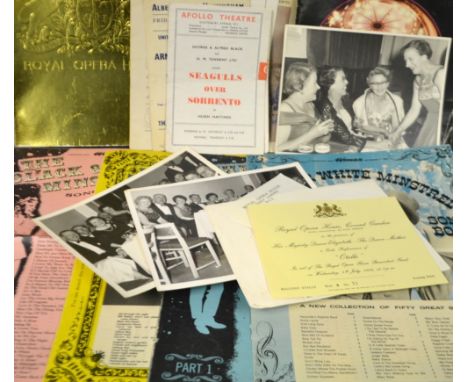 Ephemera - 1930s Art Deco menus; Royal Opera House Covent Garden ticket and program, 4th July 1962; other theatre programme i