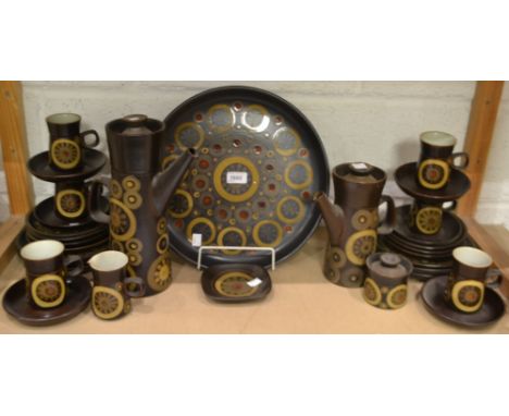 Ceramics- a Denby pottery  Arabesque pattern coffee and table service including coffee pot, water jug, sandwich tray, cups sa