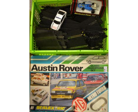 Scalextric  - Austin Rover Class championship set, boxed,  a C362 Police car with roof light, boxed,  a c23 Arrow racing car 