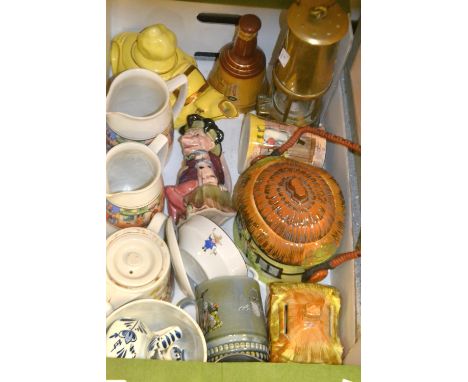 Ceramics and Metalware - Cottage ware; Royal Doulton series ware Gaffers jug, Melba ware Toby; a miner's lamp; the bandmaster