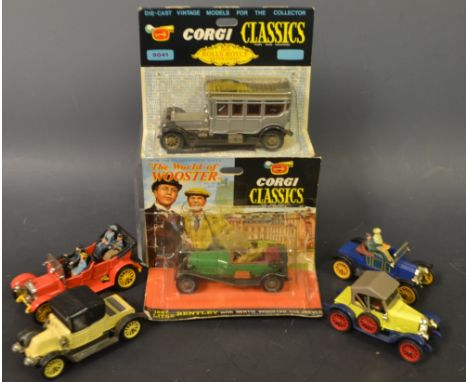 Corgi Classics - a 1912 Rolls Royce Silver Ghost (9041), World of Wooster Bentley (9004), 1910 Daimler (9021) and a 1910 Rena