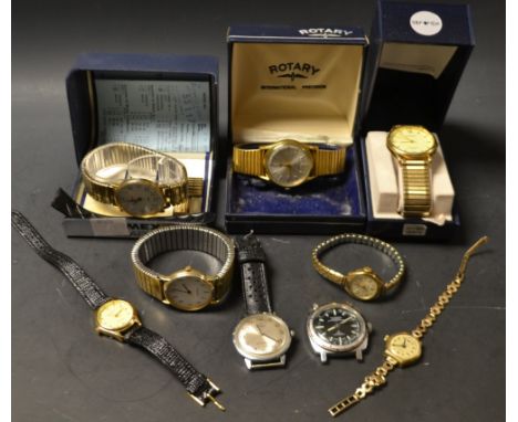 Watches - a Rotary 21 Jewel Flyer gentleman's wrist watch, boxed;  others Hudson Seawatch, Seconda, Timex, Lady's Hirco 9ct c