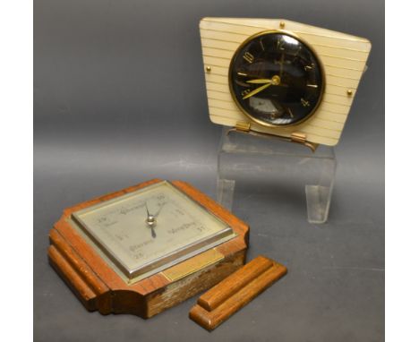 A Shortland Brothers oak cased wall hanging barometer, presented to R A Tommins by the Lily of the Valley Lodge;  a 1960s Smi