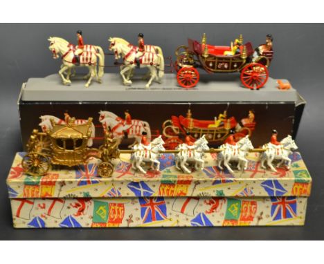 A Crescent Toys 1953 Coronation Coach in original cardboard box;  a Corgi Toys 39 Royal Wedding souvenir Royal State Landau a