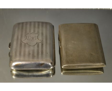 A George V silver engine turned  cigarette case, Birmingham 1926;  another Birmingham 1915 (2)