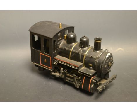 An Aristo-Craft G Gauge steam 0-4-0 tank engine, black livery, no 6, boiler no 209,  factory badge dated 2004