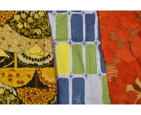 Textiles - retro curtains, Heals, Treetops by Grace Sullivan; a pair of Frances Price curtains, Rhapsody; a pair of 1970s ret