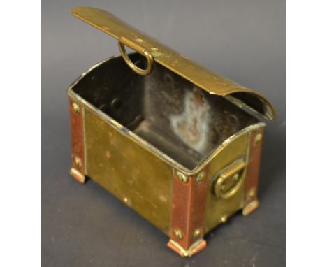 Trench Art - a brass casket  as a trunk, with applied copper corners