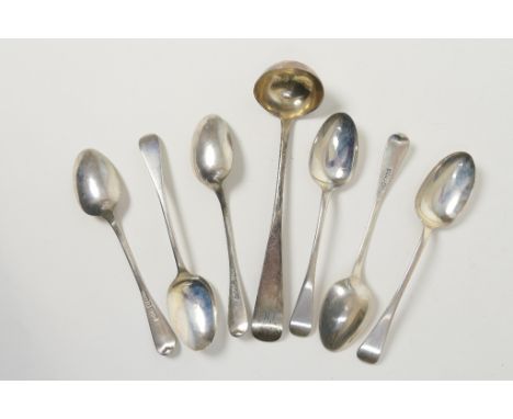 Scottish silver toddy ladle, maker David McDonald, Glasgow 1832; also a set of six Scottish silver teaspoons by J Muir Jnr, G
