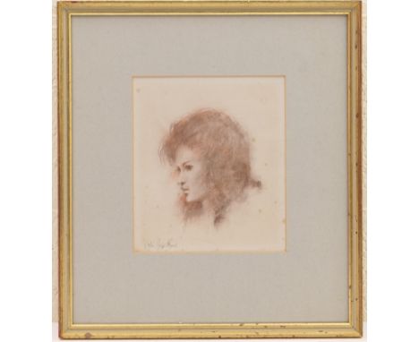 John Heseltine (b. 1923), Life drawing portrait, red crayon drawing, signed, 20.5cm x 17.5cmProvenance: Exhibited Bourne Gall