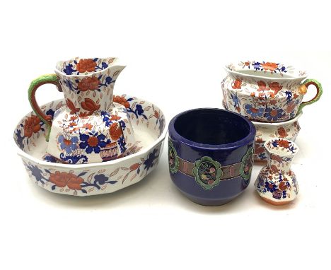 Masons Ironstone six piece toilet set and a Victorian glazed planter  - Condition Report 