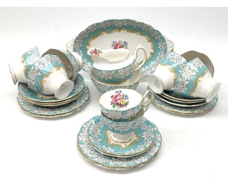 Royal Albert Enchantment tea service comprising of six teacups and saucers, two coffee cups and saucers,  six side plates, bo