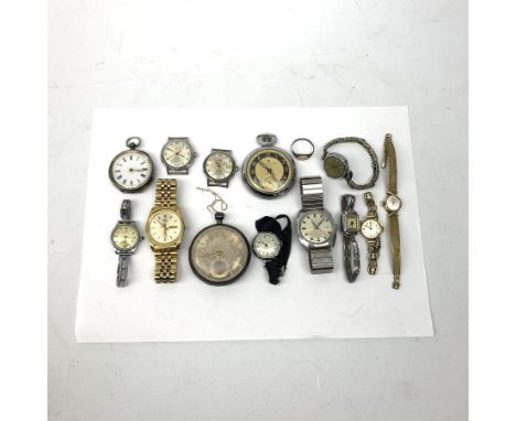 Victorian silver pocket watch, London 1870, smaller silver pocket watch, Rotary 9ct gold wristwatch hallmarked on gold-plated