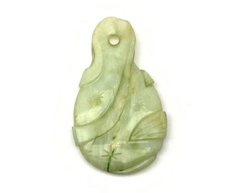 A carved Jade pendant, H7.5cm.  - Condition Report 