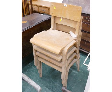 Four vintage school chairs