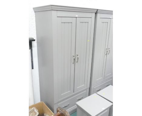 Modern grey double wardrobe with drawers to base, height 200 cm, width 90 cm