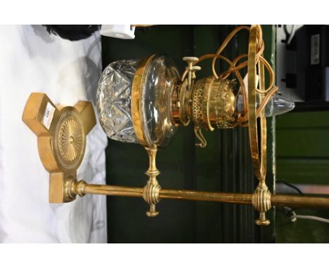 Antique brass adjustable students oil lamp converted to electricity  