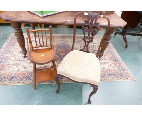 Victorian salon chair and vintage highchair