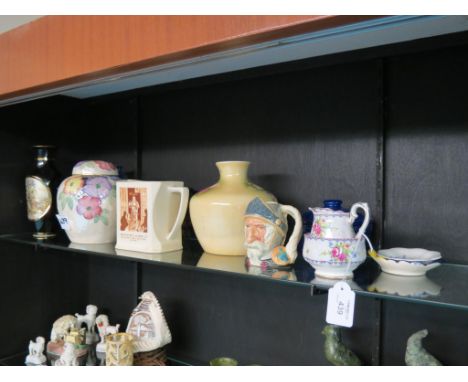 A Maling ginger jar, and cover, a Maling multi-coloured vase, Royal Doulton landscape vase, Royal Doulton character jug, Don 