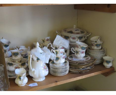A Royal Albert bone china dinner, tea and coffee service, Berkeley, 94 pieces including pair of covered tureens, meat plate a