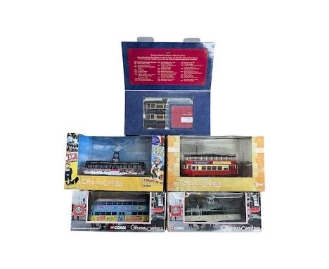 A mixed lot of boxed Corgi die-cast trams, to include: - Balloon Tram: 707 Empire Pools - Brush Rail Coach: Original Livery -