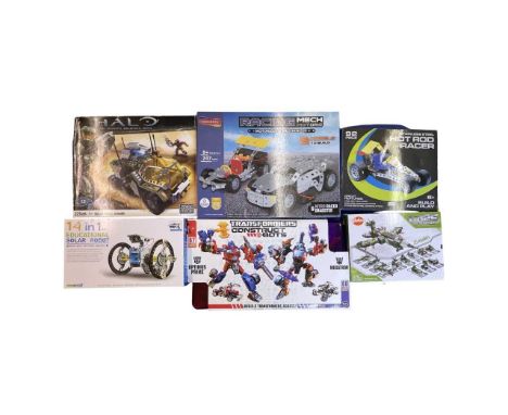 A mixed lot of modern construction toy kits  in original boxes, to include: - Mechanix Motorized and Mechanized nitro-racer a