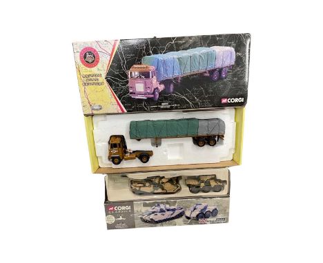 A pair of boxed Corgi die-cast military vehicles, to include: - Limited Edition British Road Services Scammell Crusader Sheet