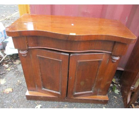 A Victorian walnut chiffoniere having two cupboard doors revealing fitted shelf, 33" h x 36"w 