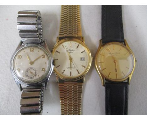 Three watches to include a mid size manual wind watch, a Rotary gents watch and a Mappin &amp; Webb gents watch 