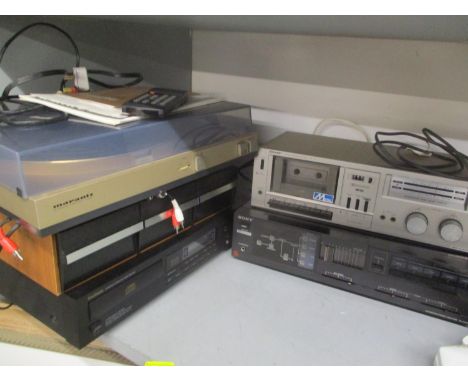 A selection of hi-fi stacking systems to include a Marantz record player, a Goodmans disc player, and others 