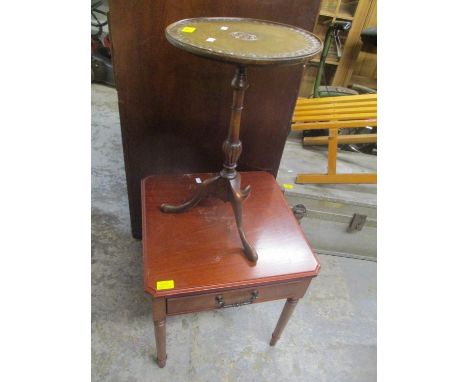 Mixed furniture to include a 19th century wine table and a reproduction single drawer side table 