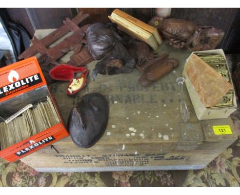 A vintage wooden BOAC transit storage trunk and contents A/F 