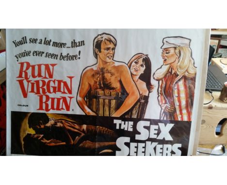 GLAMOUR, film poster for double-bill, Run Virgin Run &amp; The Sex Seekers, 40 x 30, VG