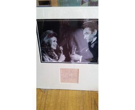 POP MUSIC, signed album page by Johnny Cash &amp; June Carter Cash, 4 x 3.5, overmounted beneath photo of them both h/s perfo