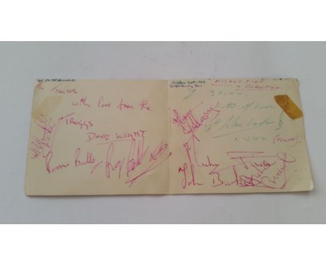 POP MUSIC, signed double album page (to both sides) 1960s, inc.. Mickey Finn of T-Rex, The Blueman, Troggs, Druids &amp; Fair