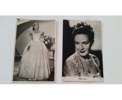 CINEMA, signed postcards, inc. Olivia de Havilland, Dorothy Lamour, Roaslind Russell, Phyllis Calvert &amp; Ann Todd, G to VG