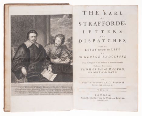Knowler (William) The Earl of Strafforde's Letters and Dispatches, 2 vol., engraved portrait frontispiece and one plate, occa