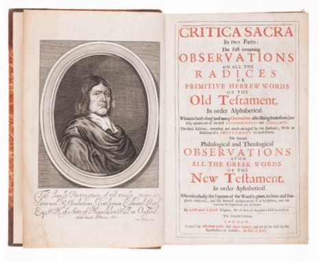 Leigh (Edward) Critica Sacra ... Observations on all the Radices or Primitive Hebrew Words of the Old Testament ..., 3 parts 