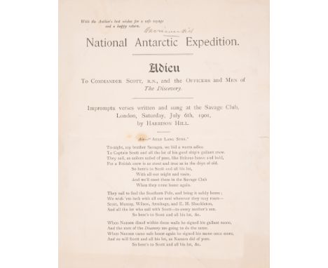 Polar.- Scott's Discovery Expedition, 1901.- National Antarctic Expedition. Adieu To Commander Scott, R.N., and the Officers 